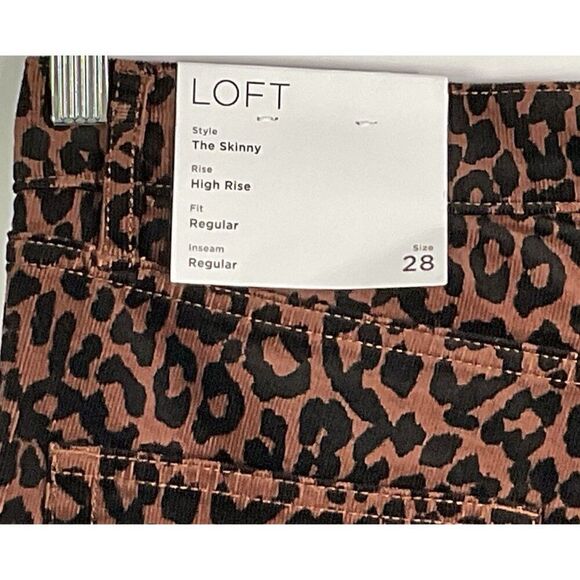 LOFT Leopard Print Skinny Corduroy Pants Size 28/6 Regular Fit, High Rise NWT - Picture 8 of 11